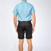 Black Linen Double Pleat Shorts - Image 4