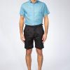Black Linen Double Pleat Shorts - Image 2