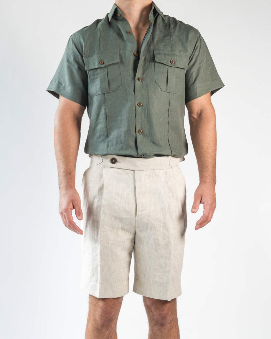 Linen double pleat shorts - Image 4