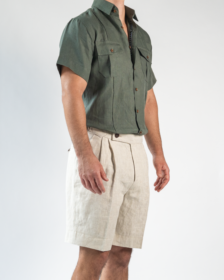 Linen double pleat shorts - Image 3