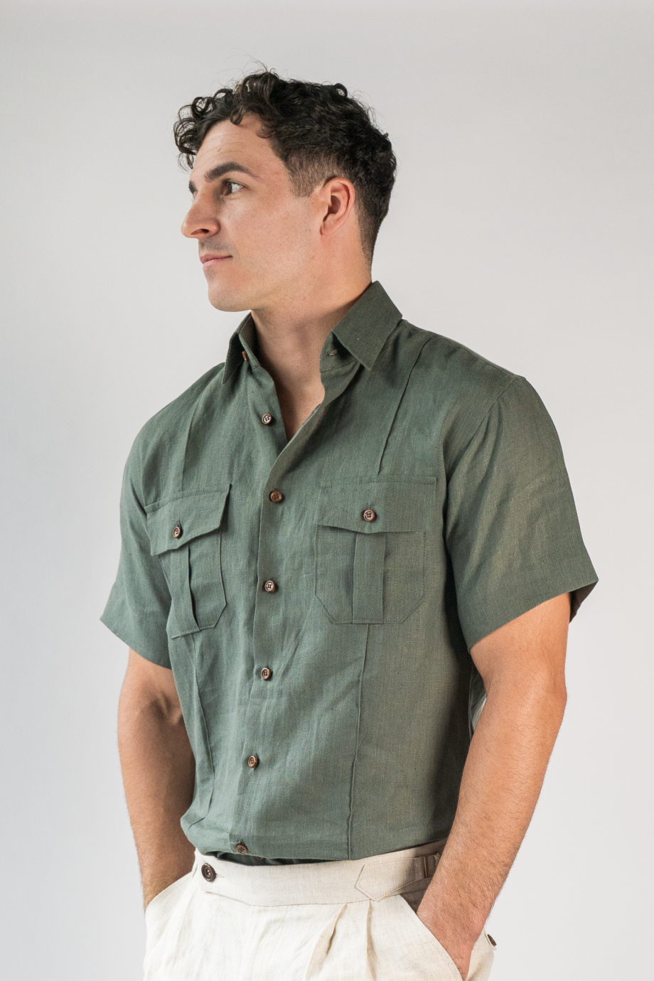 Hemp safari short sleeve shirt