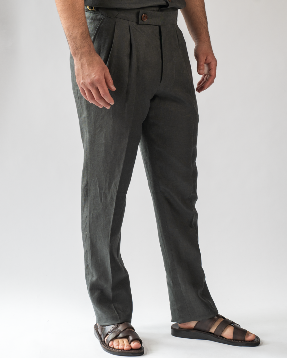 Linen double pleat trouser - Image 2