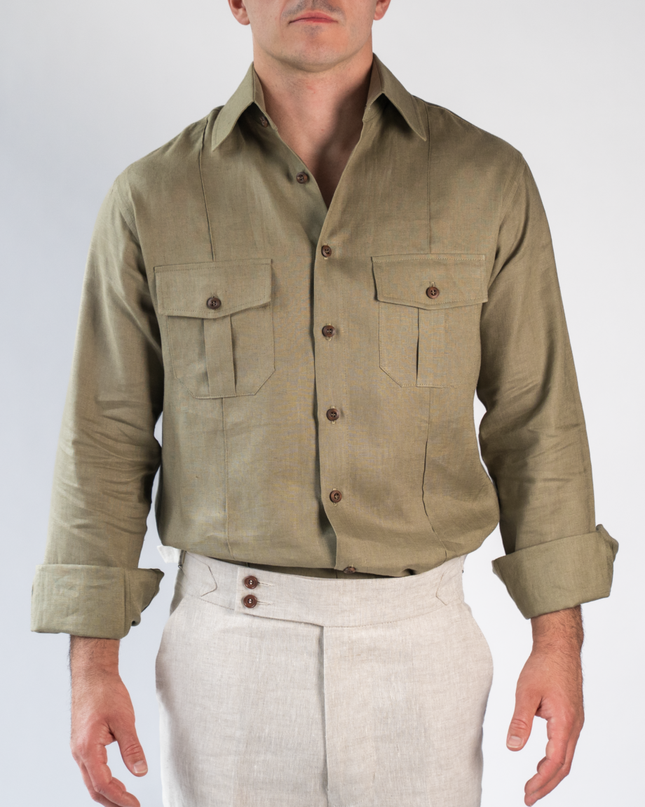 Linen safari long sleeve shirt - Image 4