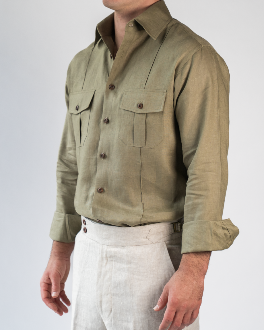 Linen safari long sleeve shirt - Image 3