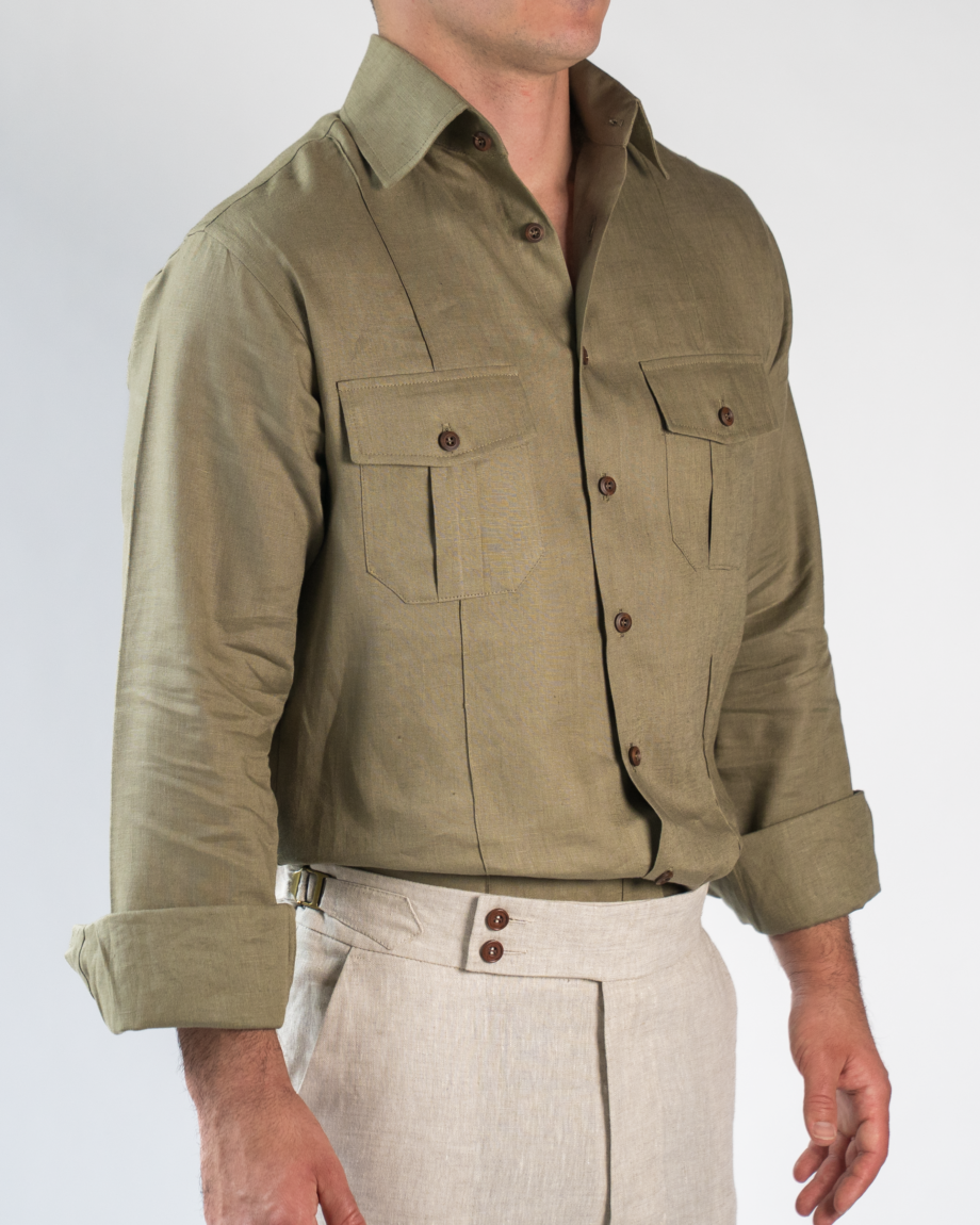 Linen safari long sleeve shirt - Image 2